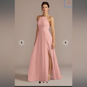 chiffon high-neck a-line bridesmaid dress